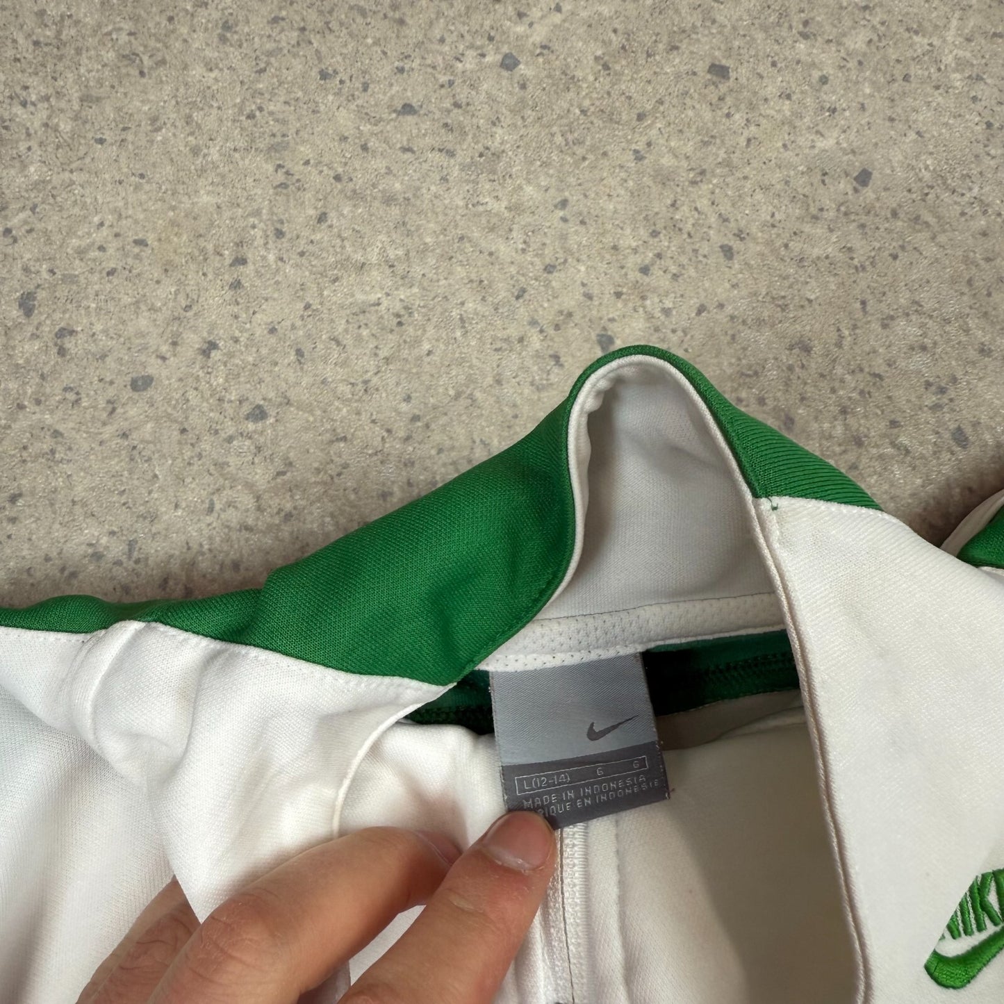Nike Track Top Small Y2K Silver Tag White Green Swoosh Zip Up