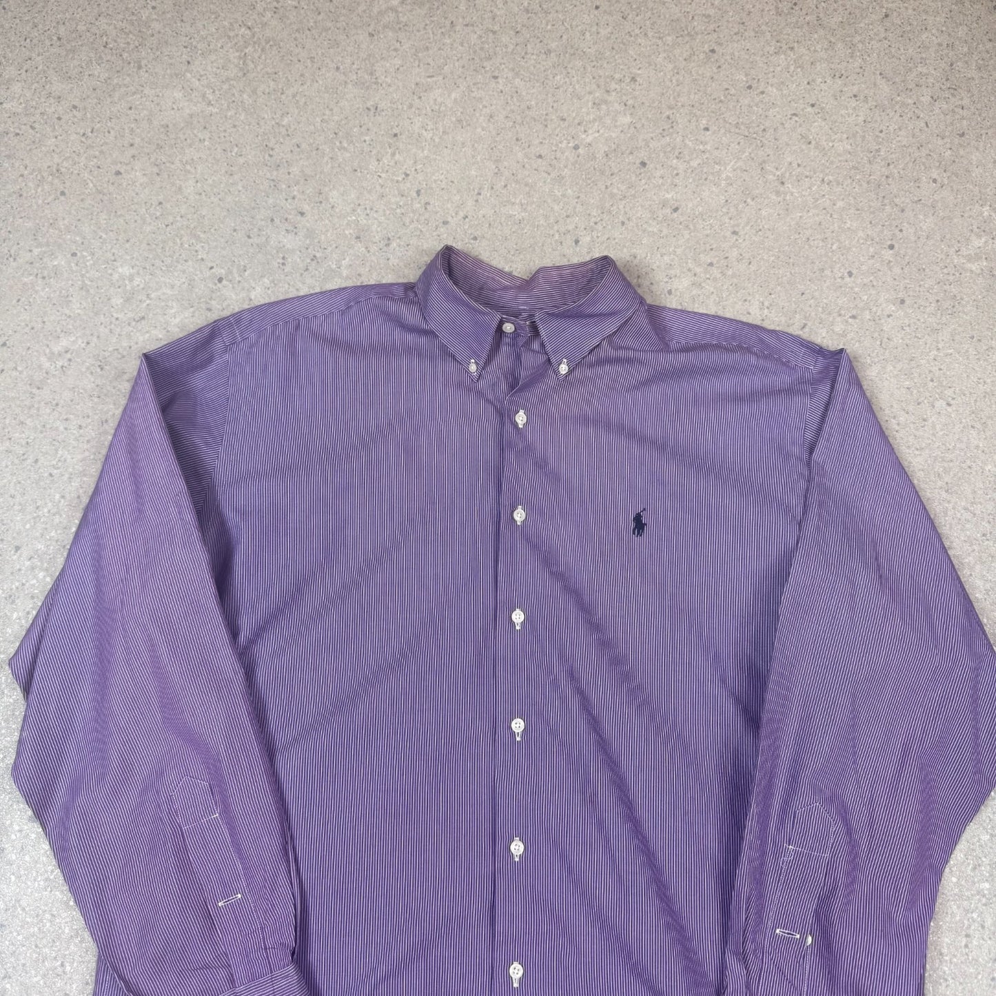 Ralph Lauren Shirt XL Purple Striped Embroidered Logo Long Sleeve