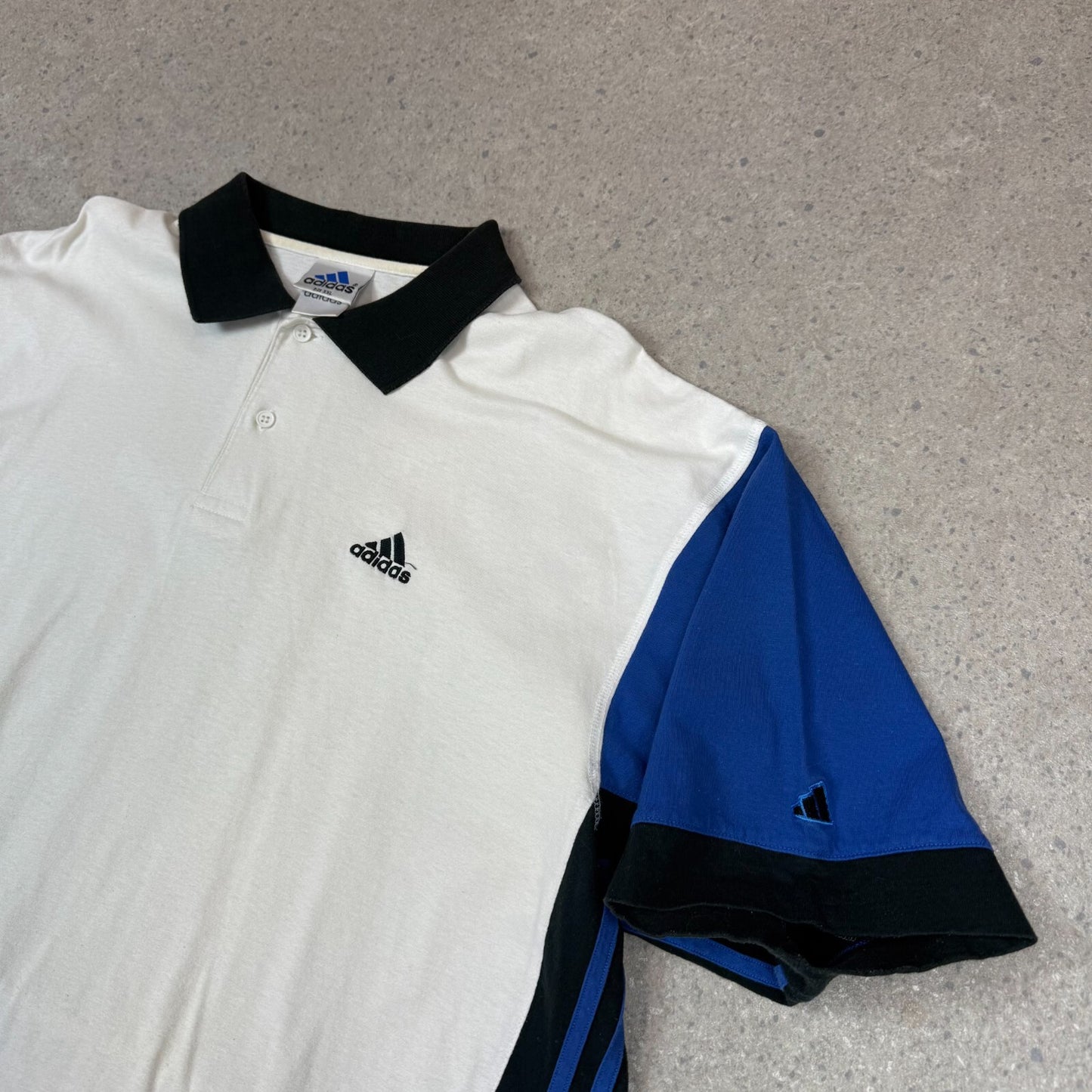 Adidas Polo XXL Cream Navy Colourway Embroidered Logo Vintage 90s