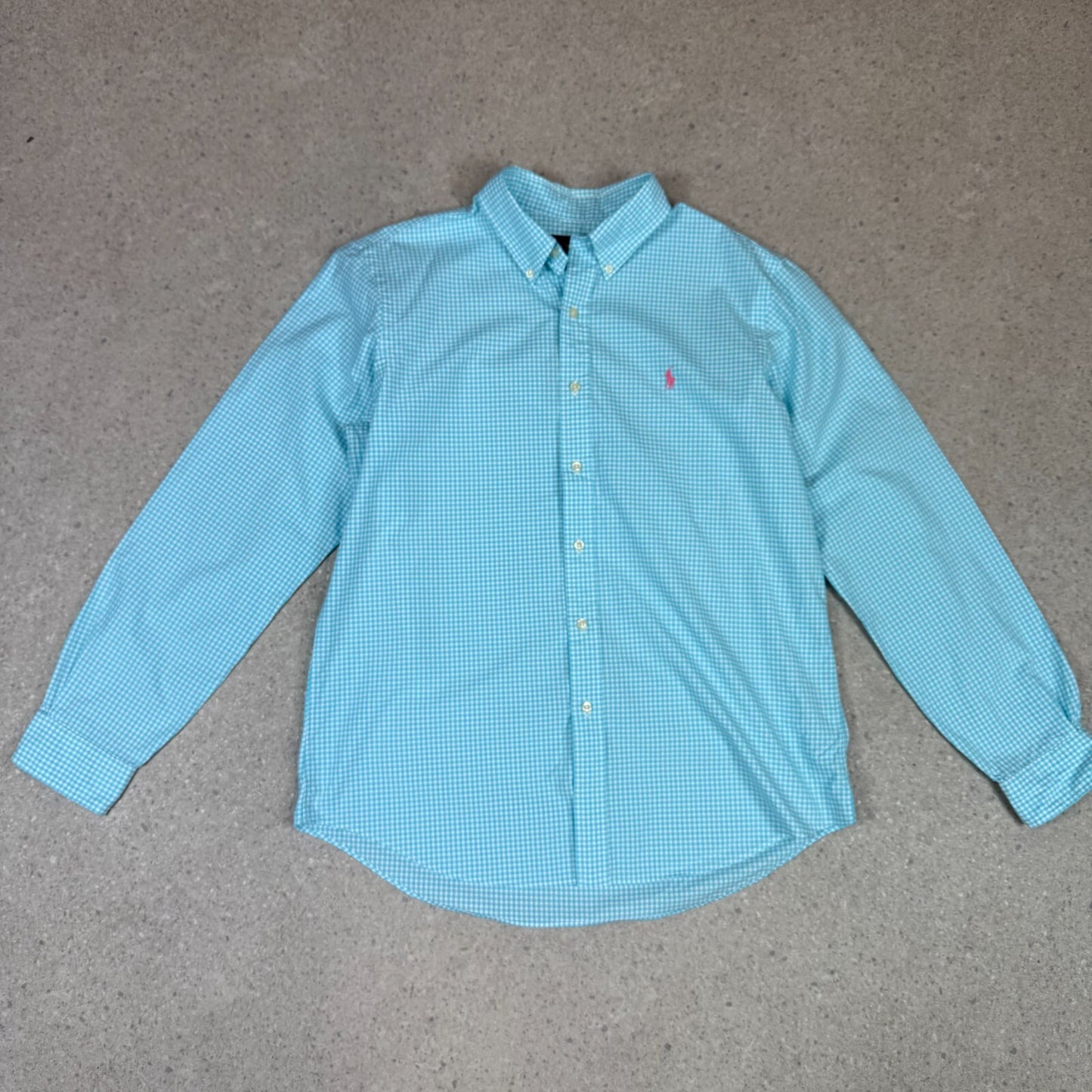 Ralph Lauren Shirt Large Blue Check Shirt Embroidered Logo Long Sleeve
