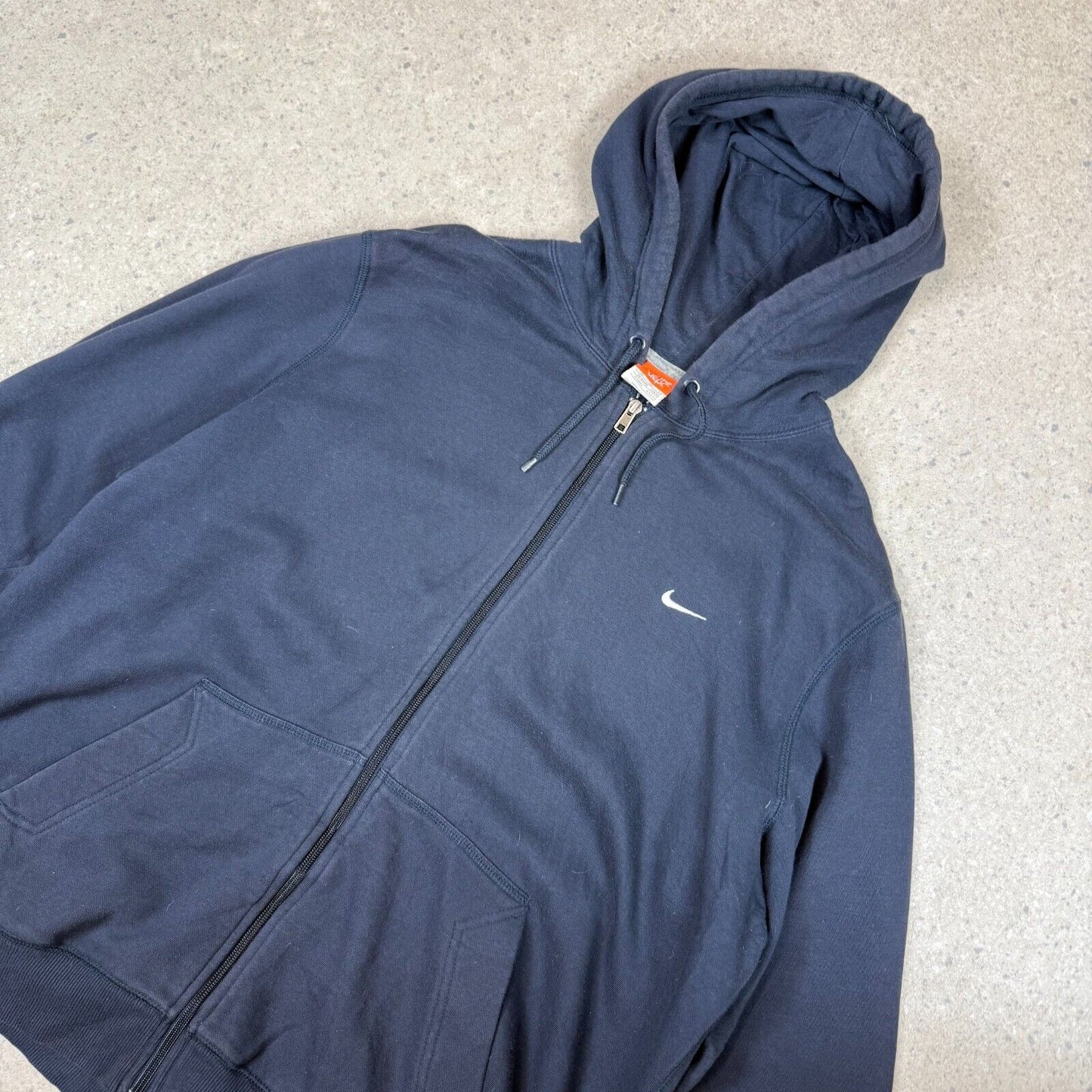 Nike Zip Up Hoodie XL Navy Athletic Y2K Embroidered Swoosh Hooded Pocket