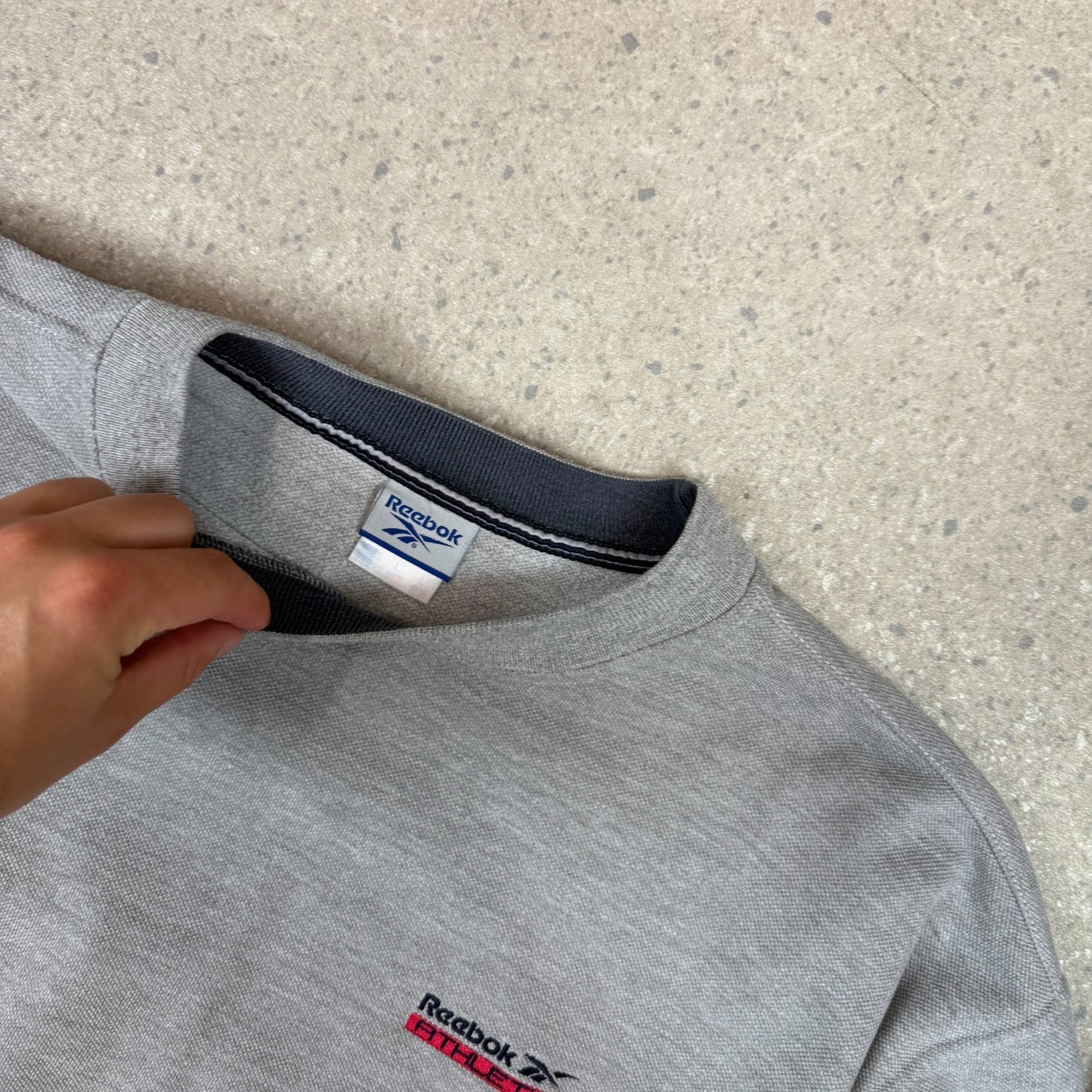 Reebok Athletic Sweatshirt L XL Grey Colourway Fully Embroidered Y2K Heavyweight
