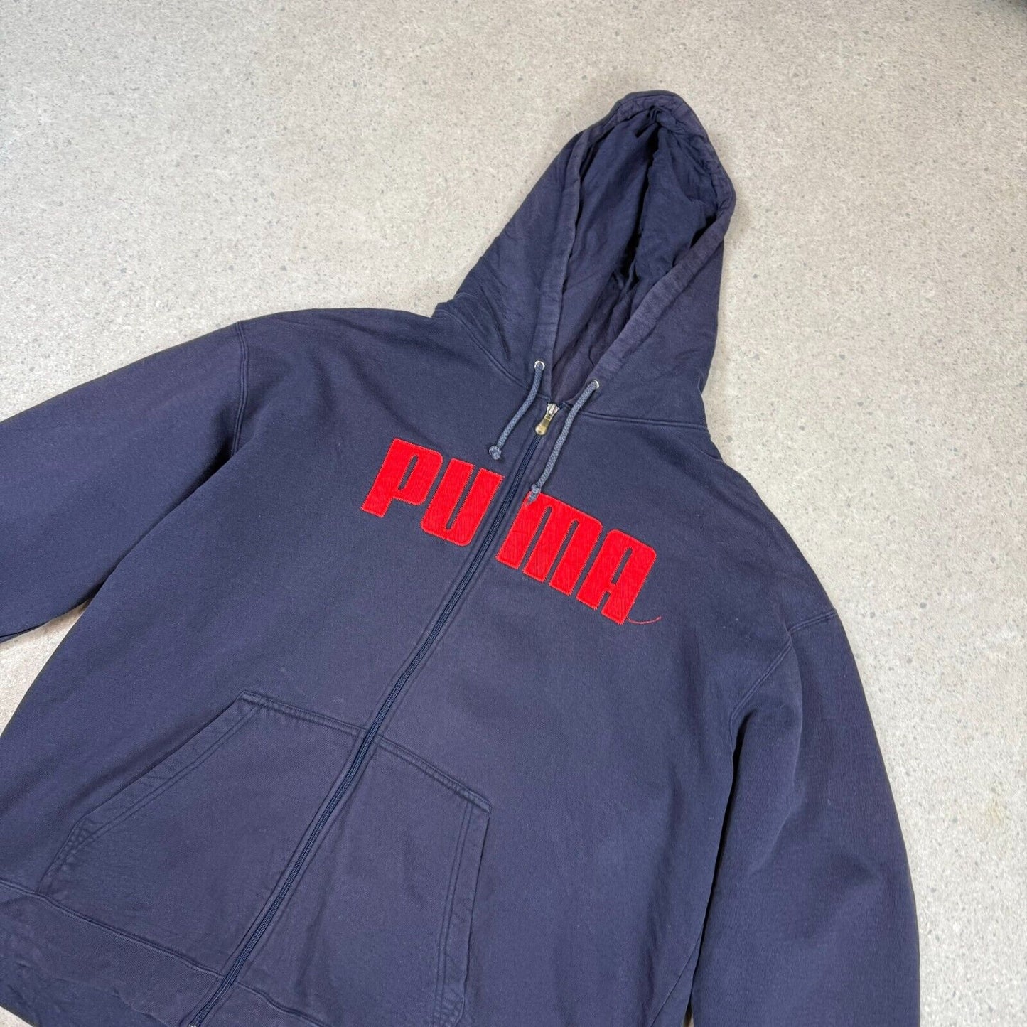 Puma Hoodie 2XL Navy Zip Up Heavy Cotton