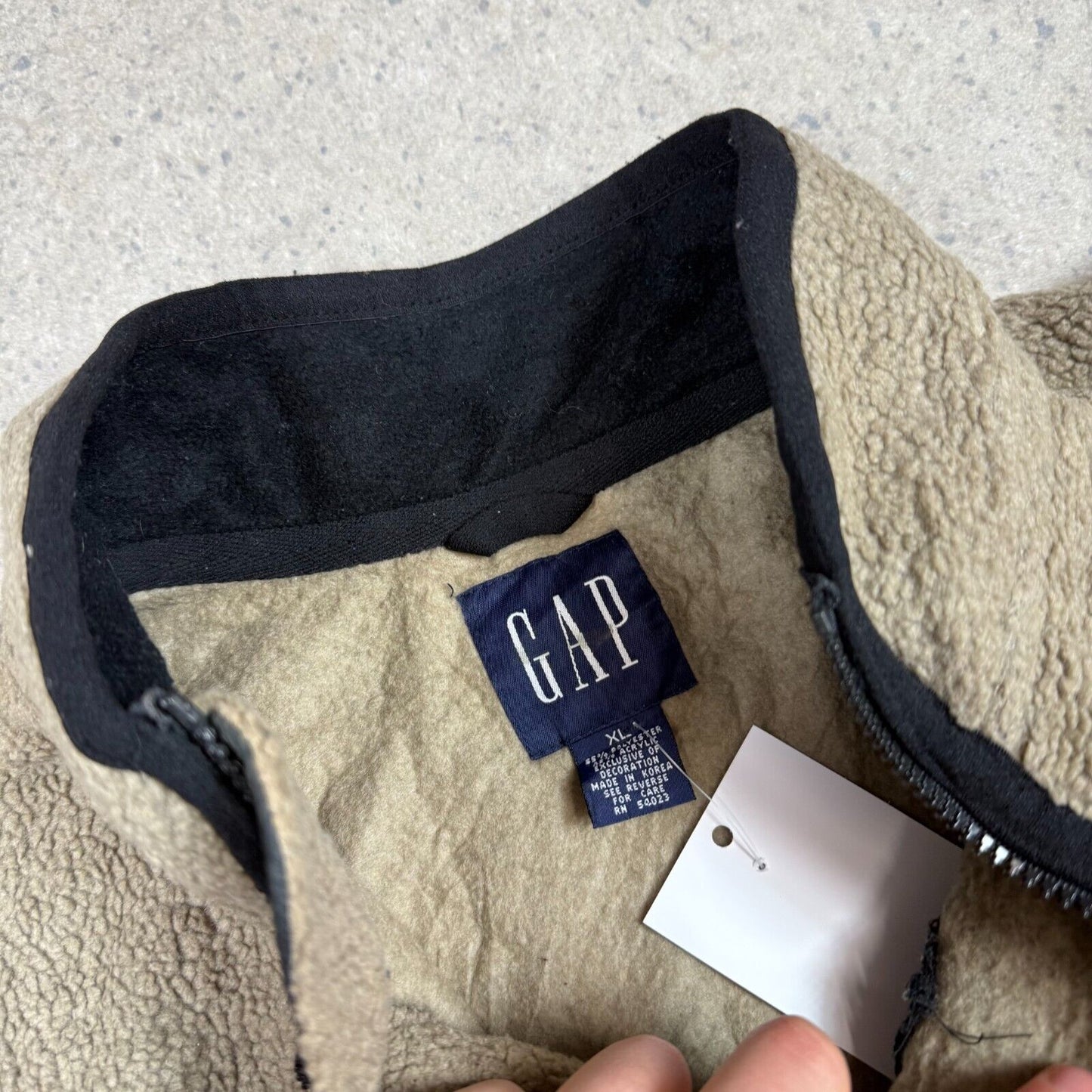 Gap Sherpa Gillet Vest XL Beige Sherpa Lined Warm Zip Pockets