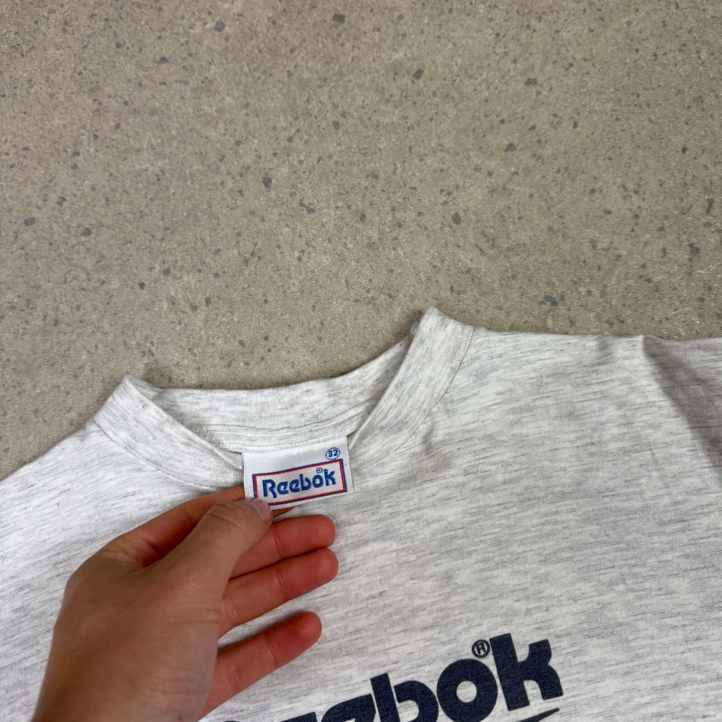 Reebok T Shirt XS Grey Colourway Spellout Y2K