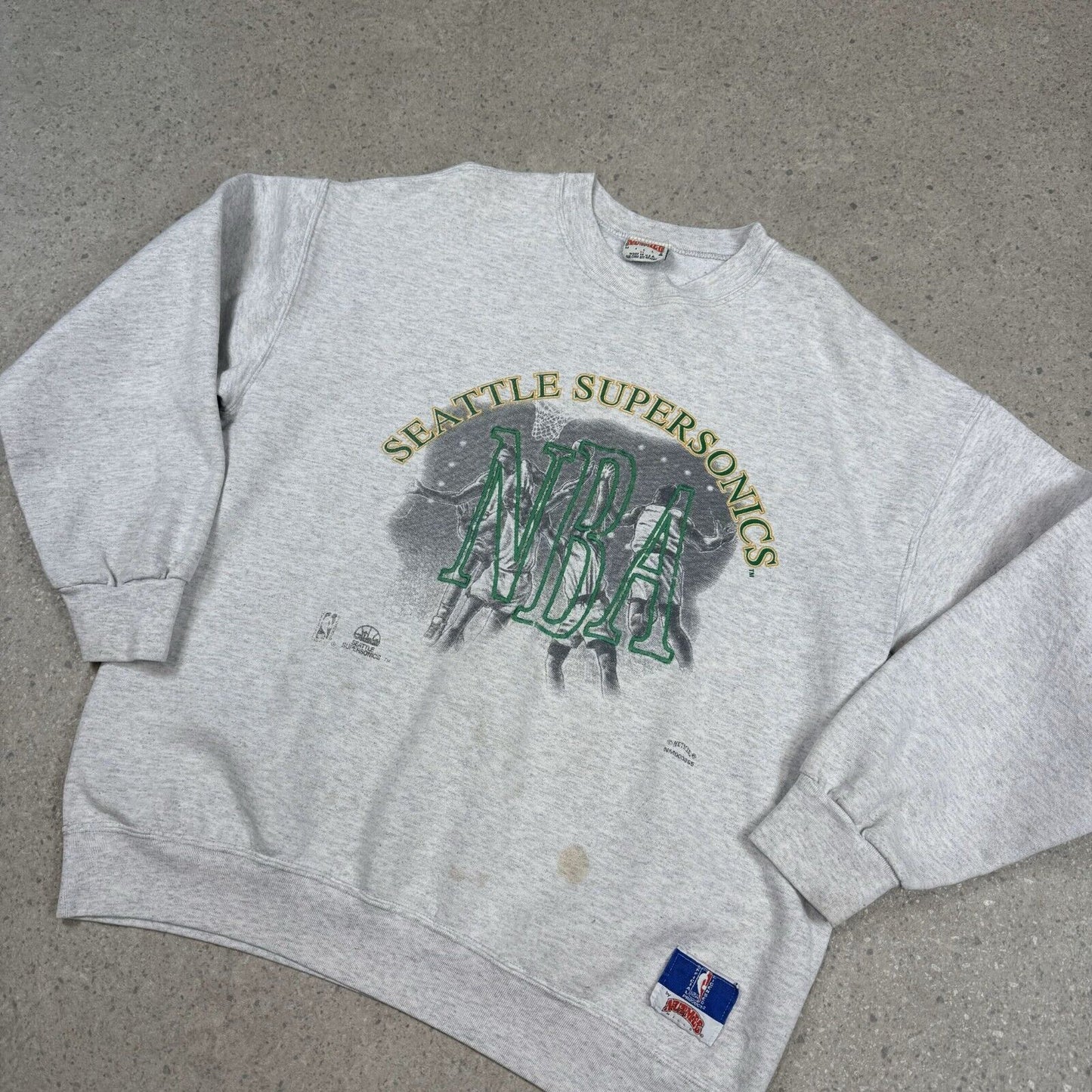 Vintage 90s Seattle Supersonics NBA Sweater Large Gray
