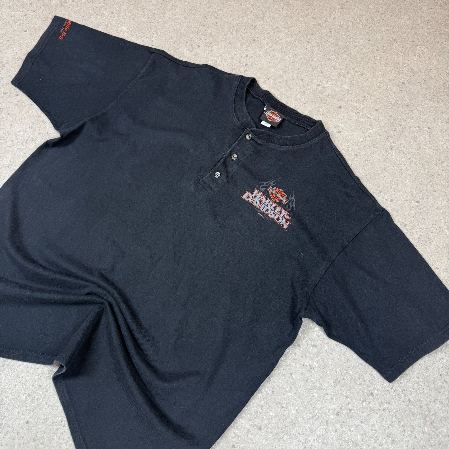 Harley Davidson T Shirt XL Stafford Texas Button Up Black 2009