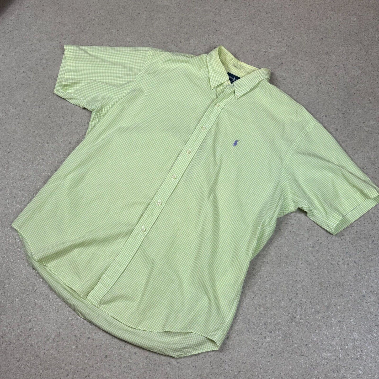 Ralph Lauren Shirt Short Sleeve XL XXL Green Check Embroidered Logo Relaxed Fit