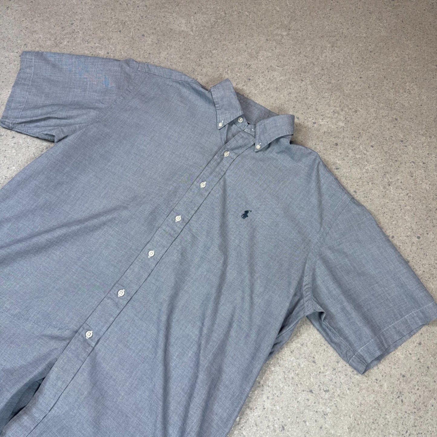 Ralph Lauren Short Sleeve Shirt Large Grey Embroidered Logo Long Sleeve