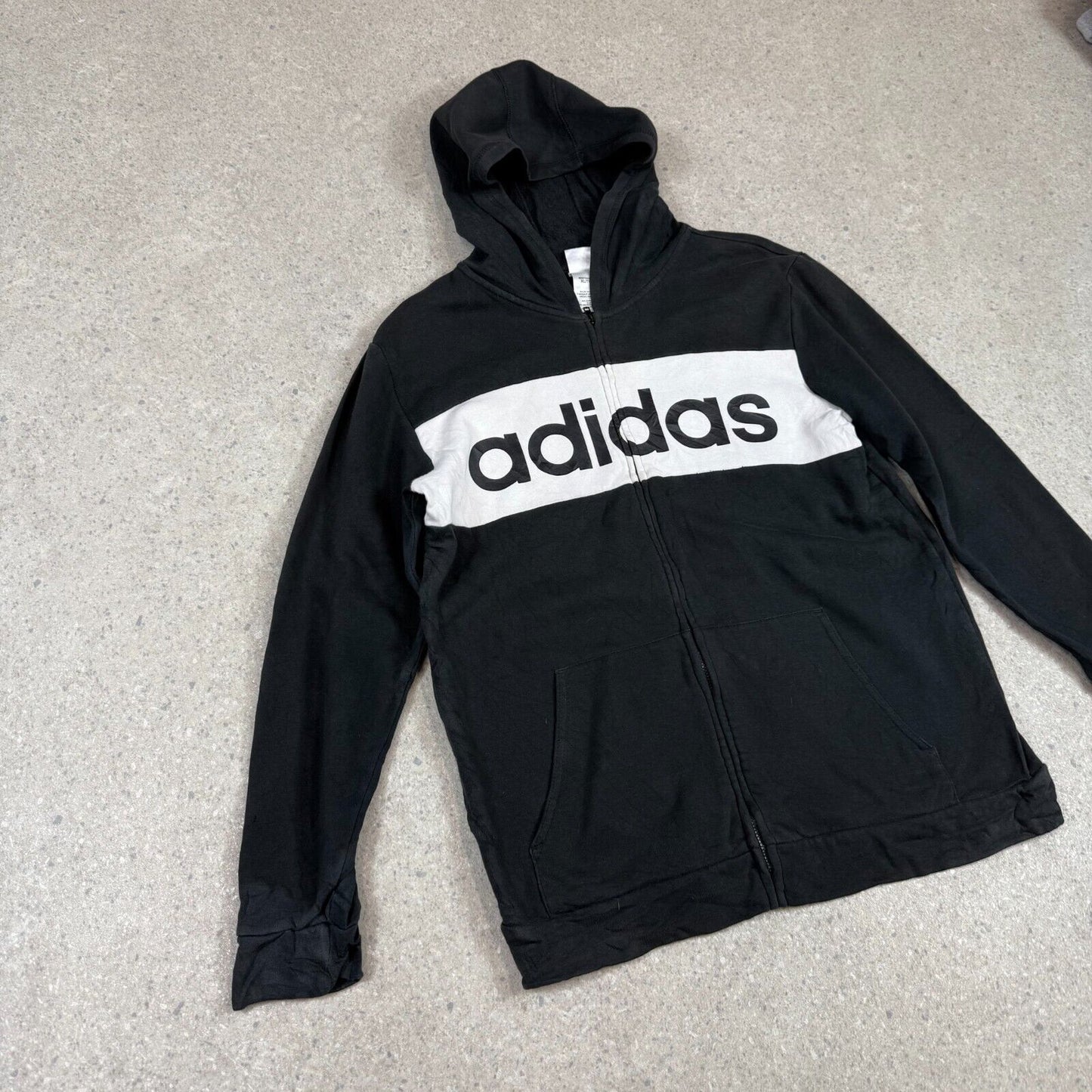 Adidas Hoodie Small Black White Zip Up