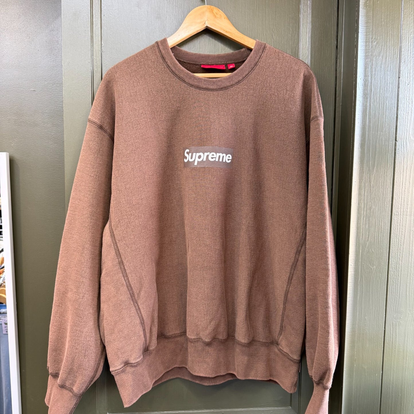 Supreme Box Logo Sweatshirt Brown XL Boxy Fit Long Sleeve