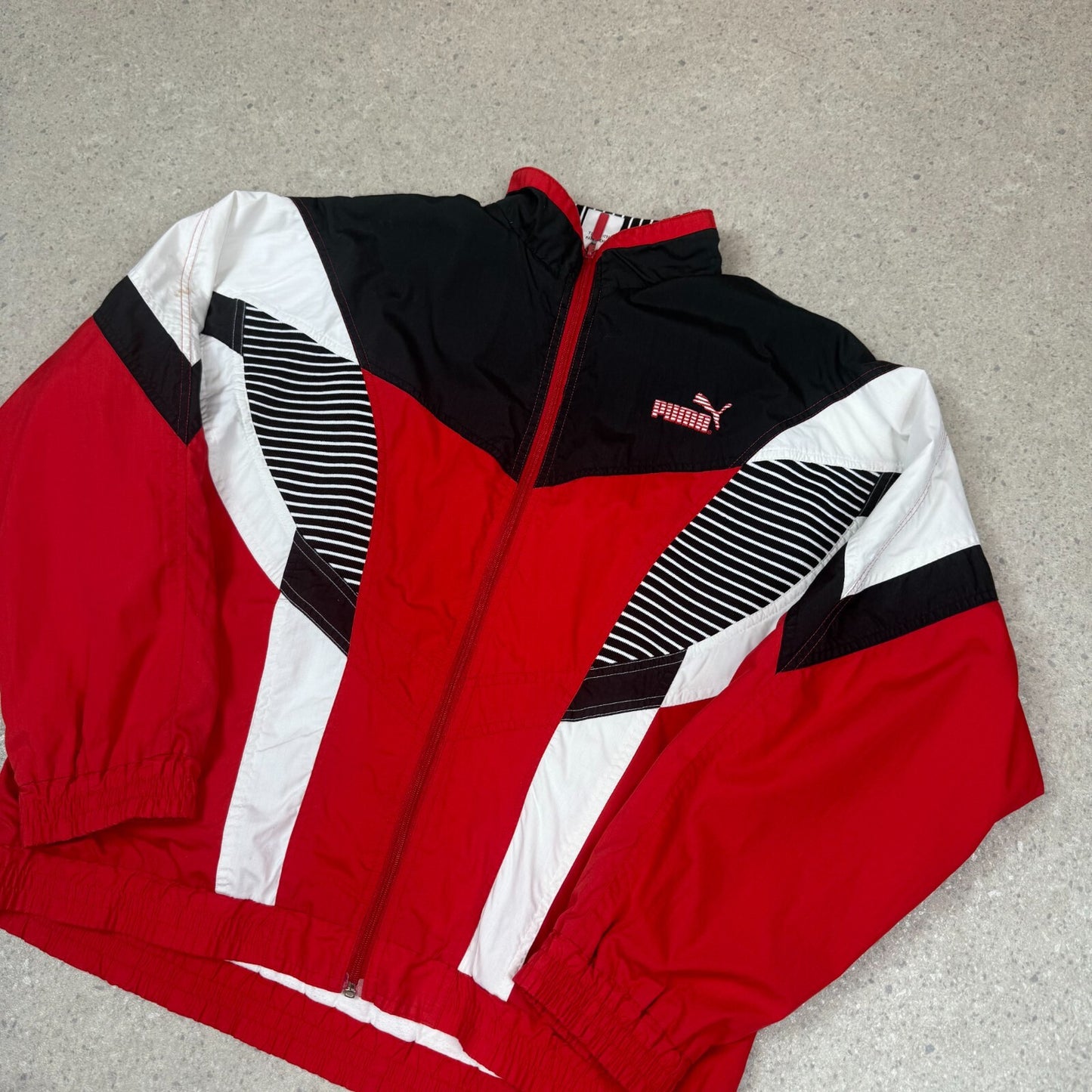 Puma Windbreaker Jacket Large Red Black Colourway Y2K Full Zip