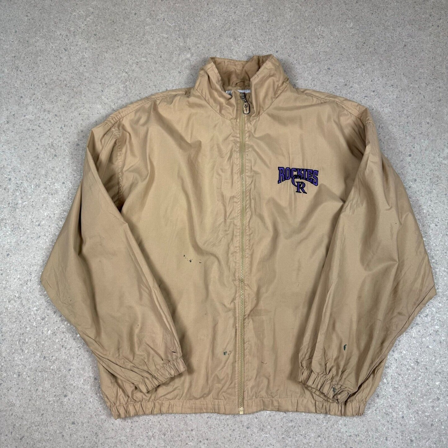 Colardo Rockies Windbreaker Large Vintage MLB Jacket Tan