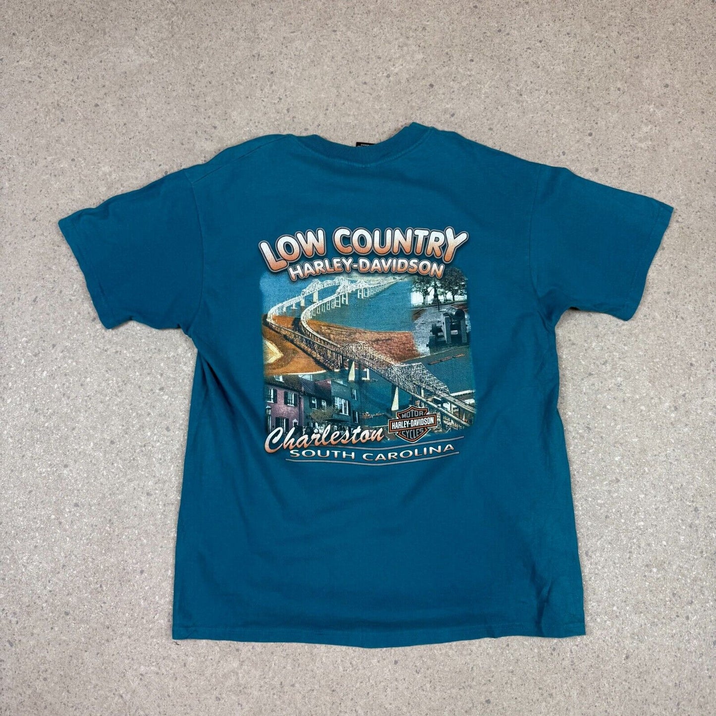 Harley Davidson T Shirt Large Vintage South Carolina Blue Colourway Made in USA