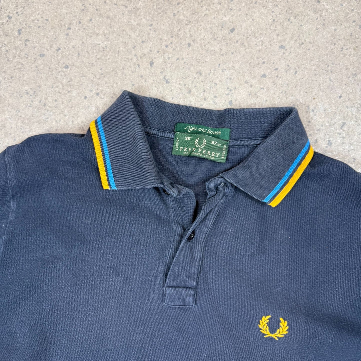 Fred Perry Polo Small Navy Colourway Embroidered Logo Blue Orange