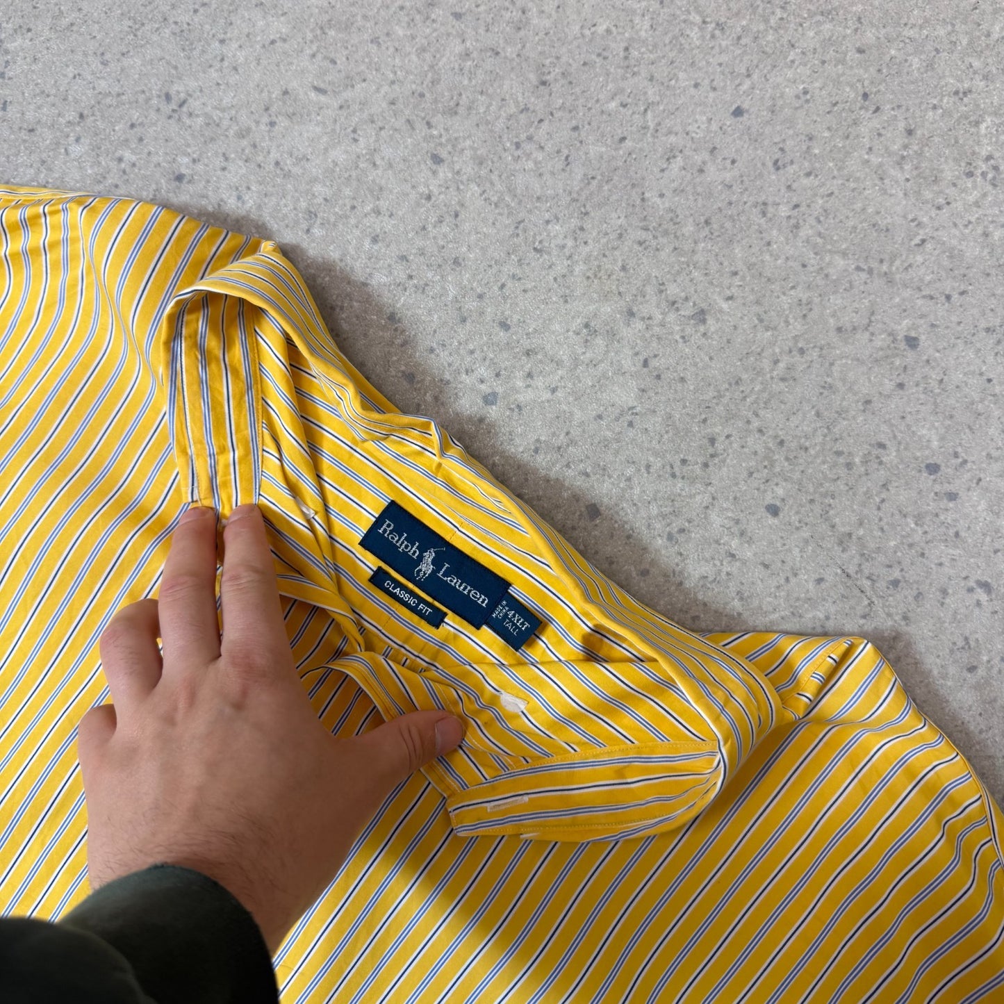 Ralph Lauren Shirt 4XLT Yellow Striped Classic Fit Long Sleeve