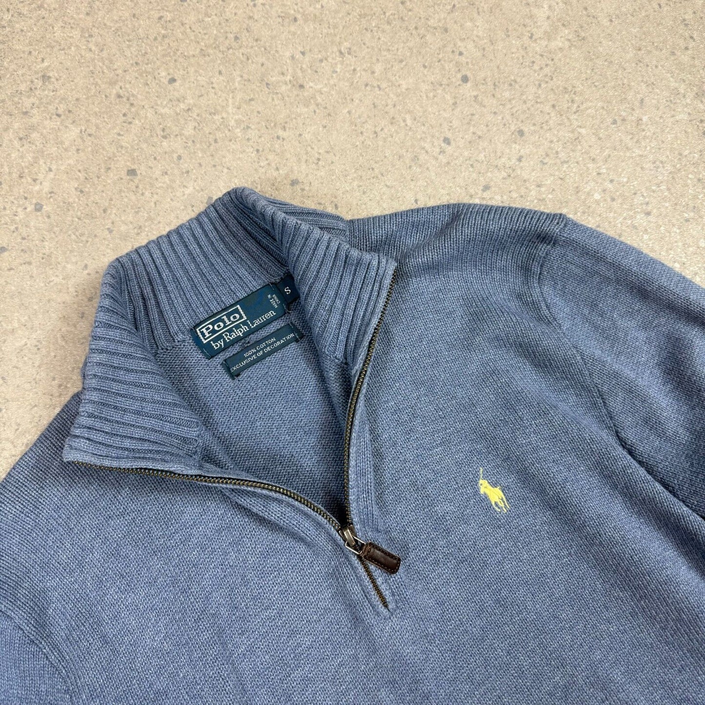 Ralph Lauren 1/4 Zip Jumper Small Blue Knit