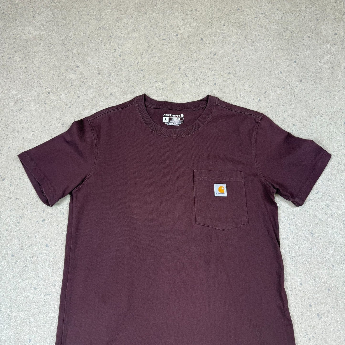 Carhartt T Shirt Small Burgundy Colourway Embroidered Logo Heavyweight