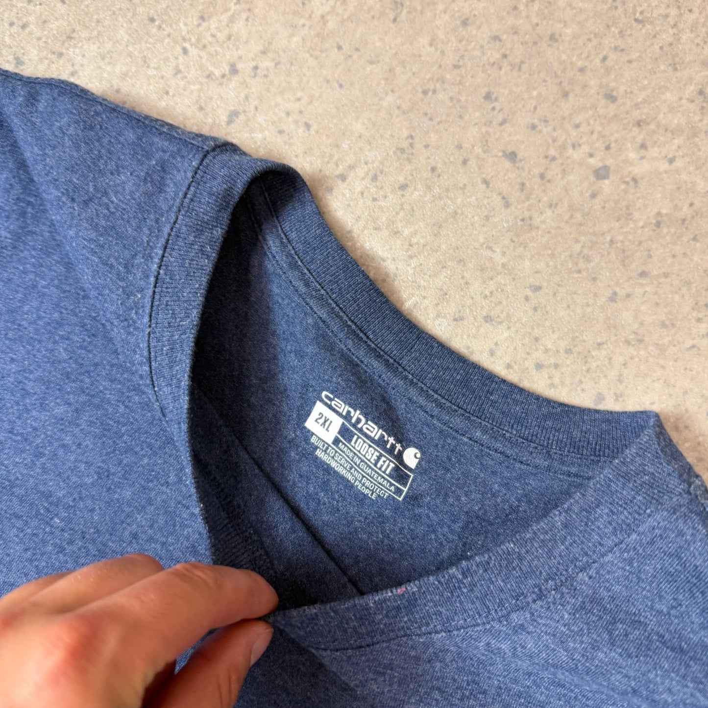 Carhartt Pocket Logo T Shirt 2XL Blue Embroidered Logo