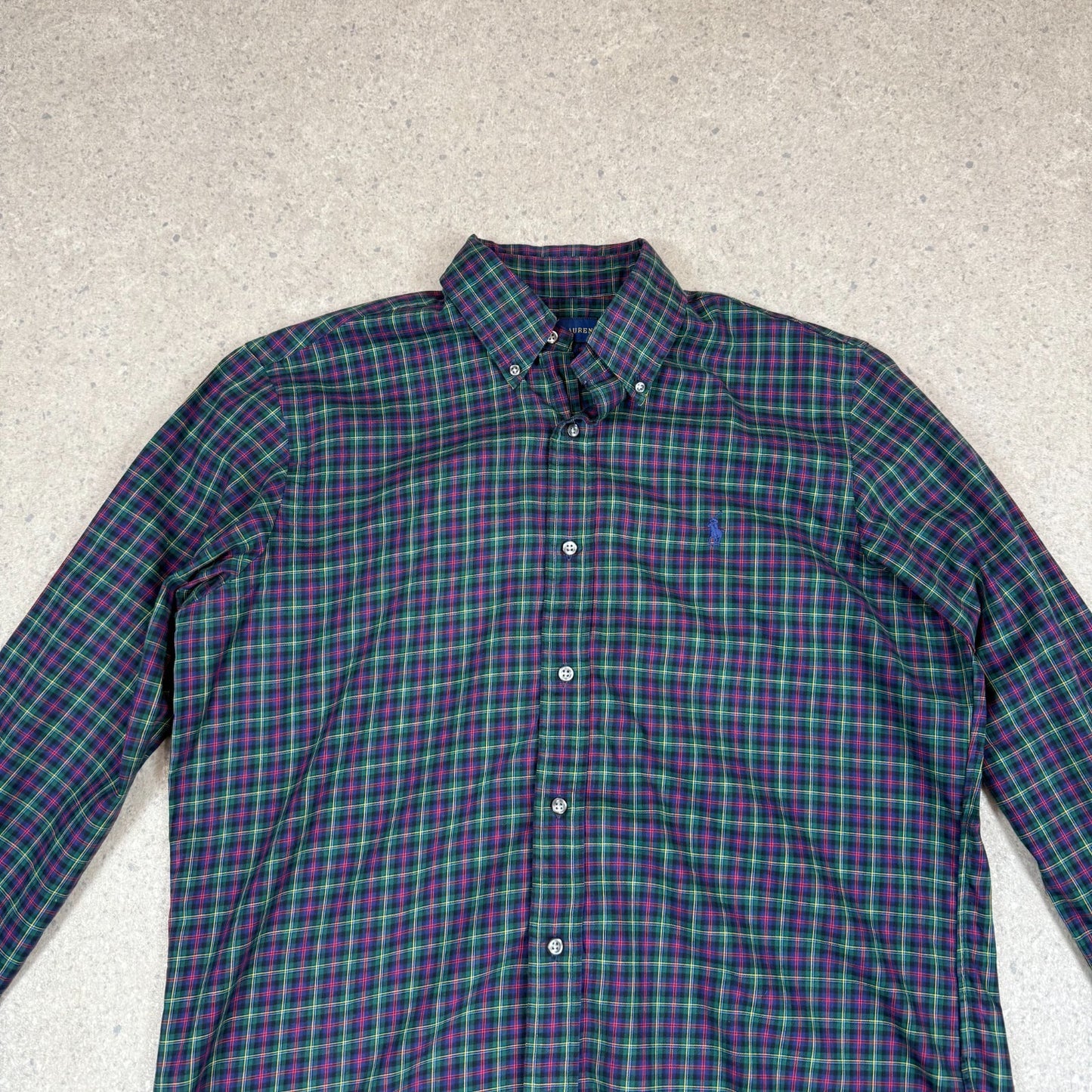 Ralph Lauren Shirt Medium Navy Green Check Button Button Down