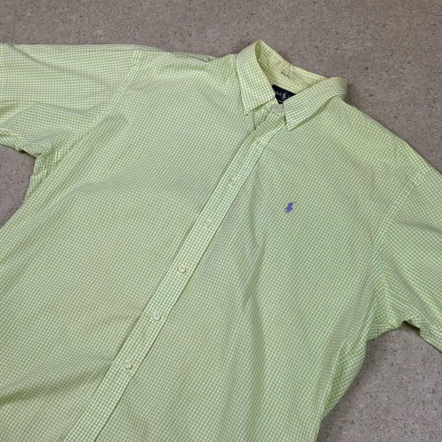 Ralph Lauren Shirt Short Sleeve XL XXL Green Check Embroidered Logo Relaxed Fit