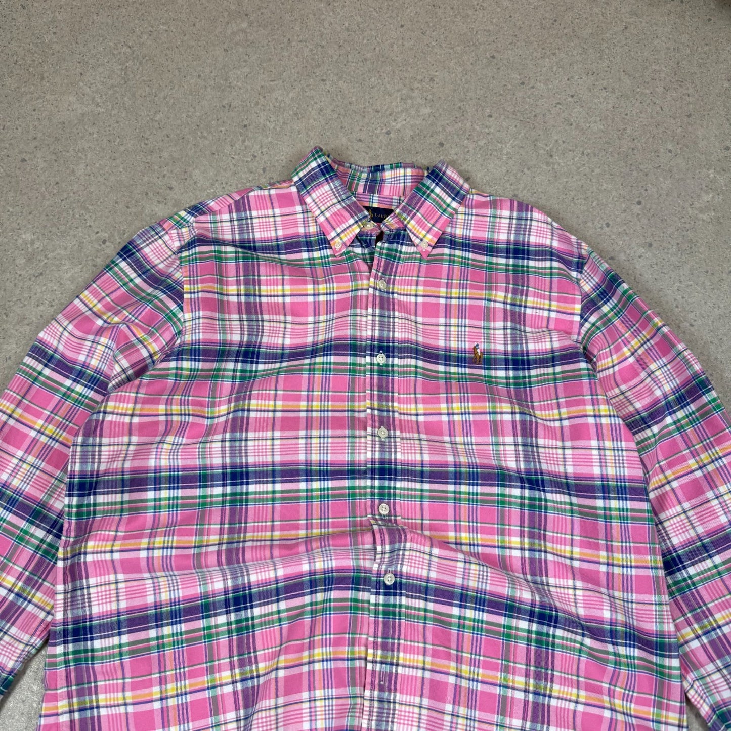 Ralph Lauren Shirt XL Check Embroidered Logo Pink Colourway