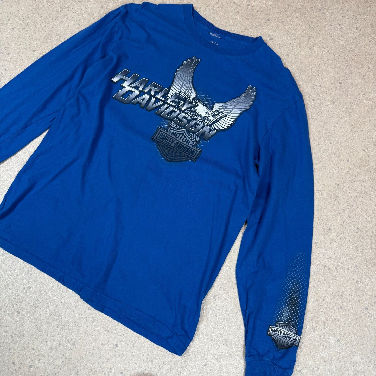 Harley Davidson Large Blue Colours Asheboro NC Long Sleeve