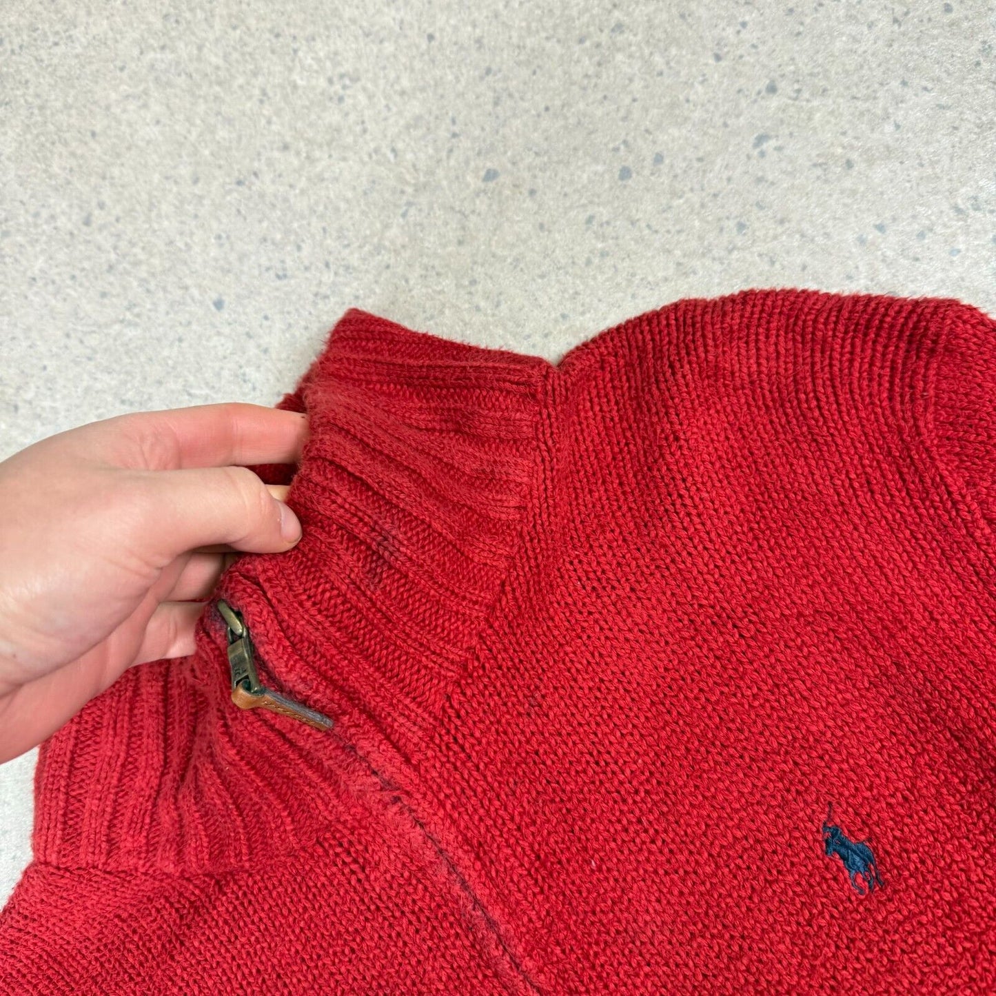 Ralph Lauren 1/4 Zip Jumper Large Red Cotton