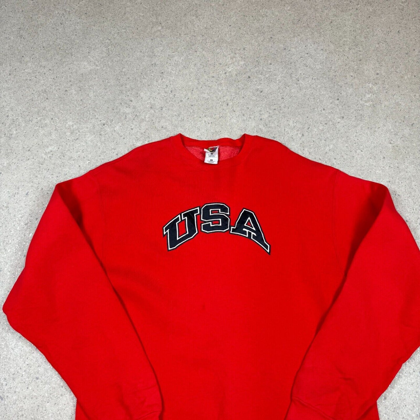 Vintage USA Sweatshirt XL Red Fully Embroidered Fruit of the Loom 90s USA