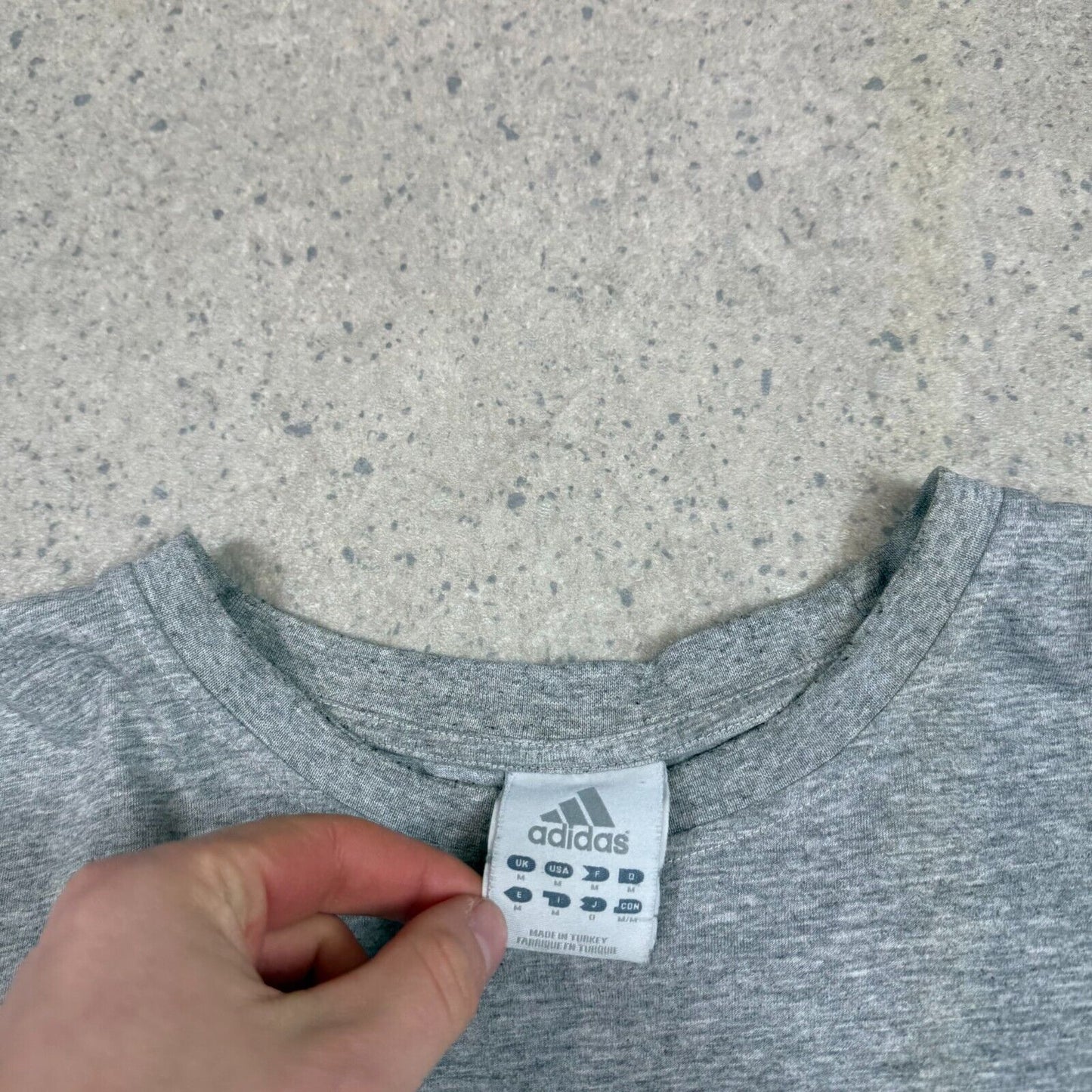 Vintage Adidas T Shirt Medium Grey Central Logo