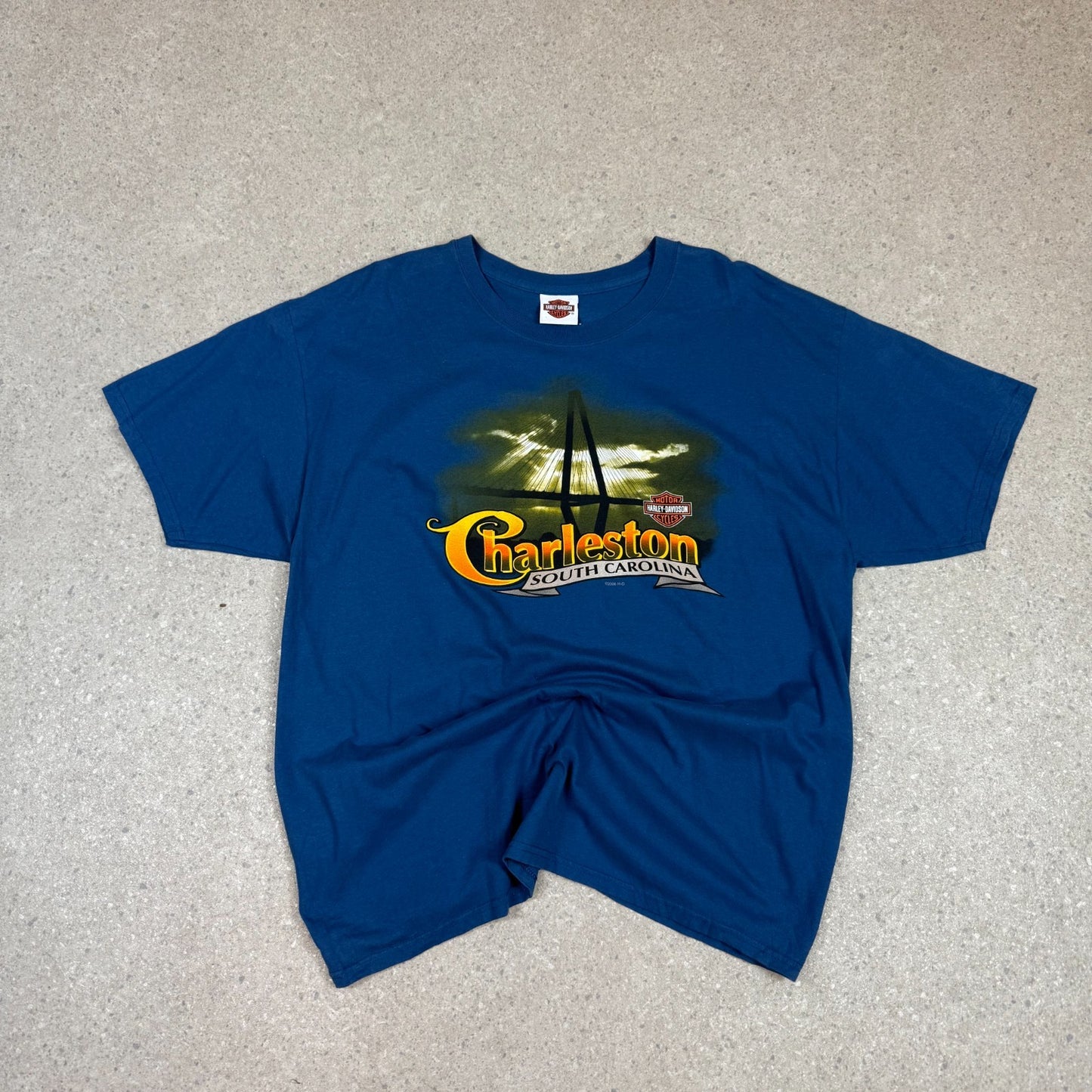 Harley Davidson T Shirt XL Charleston S.C Blue Colourway 2006