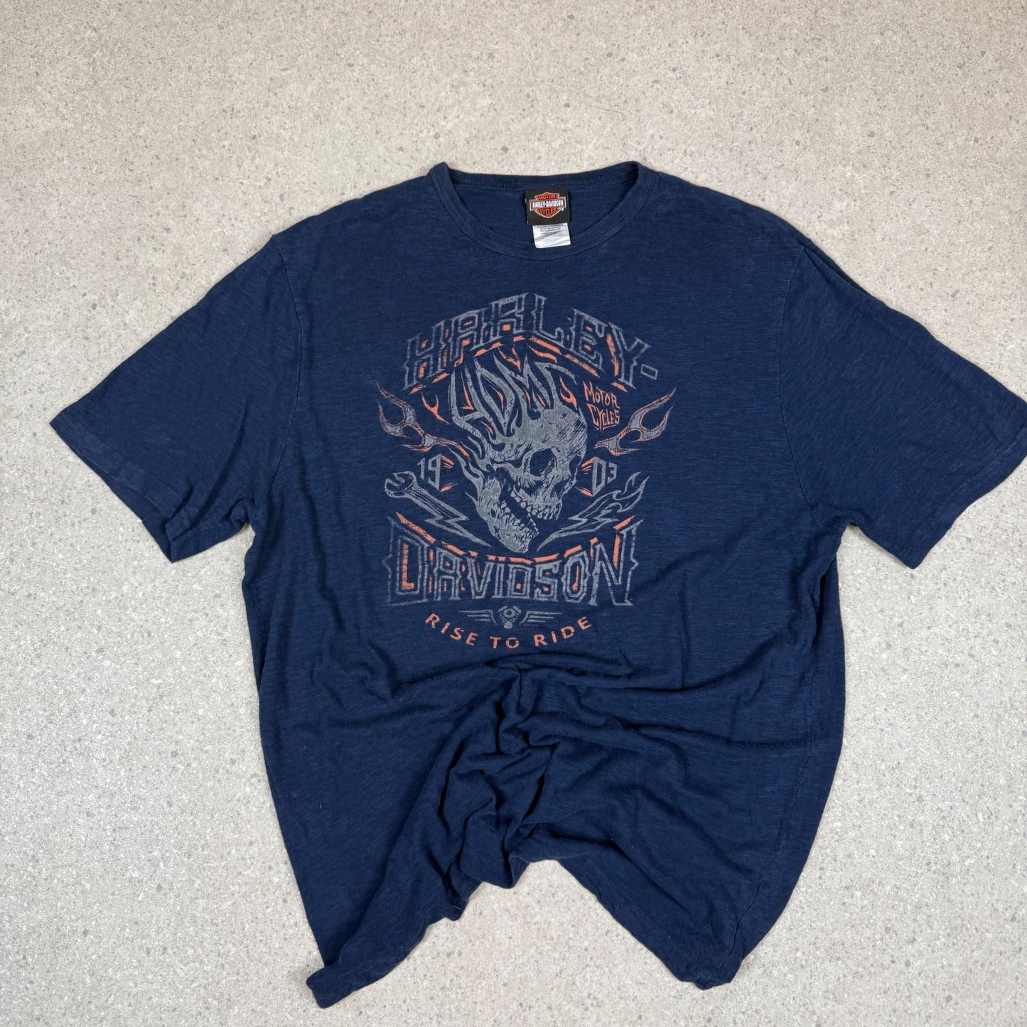 Harley Davidson T Shirt XL Navy Savannah GA Rise To Ride