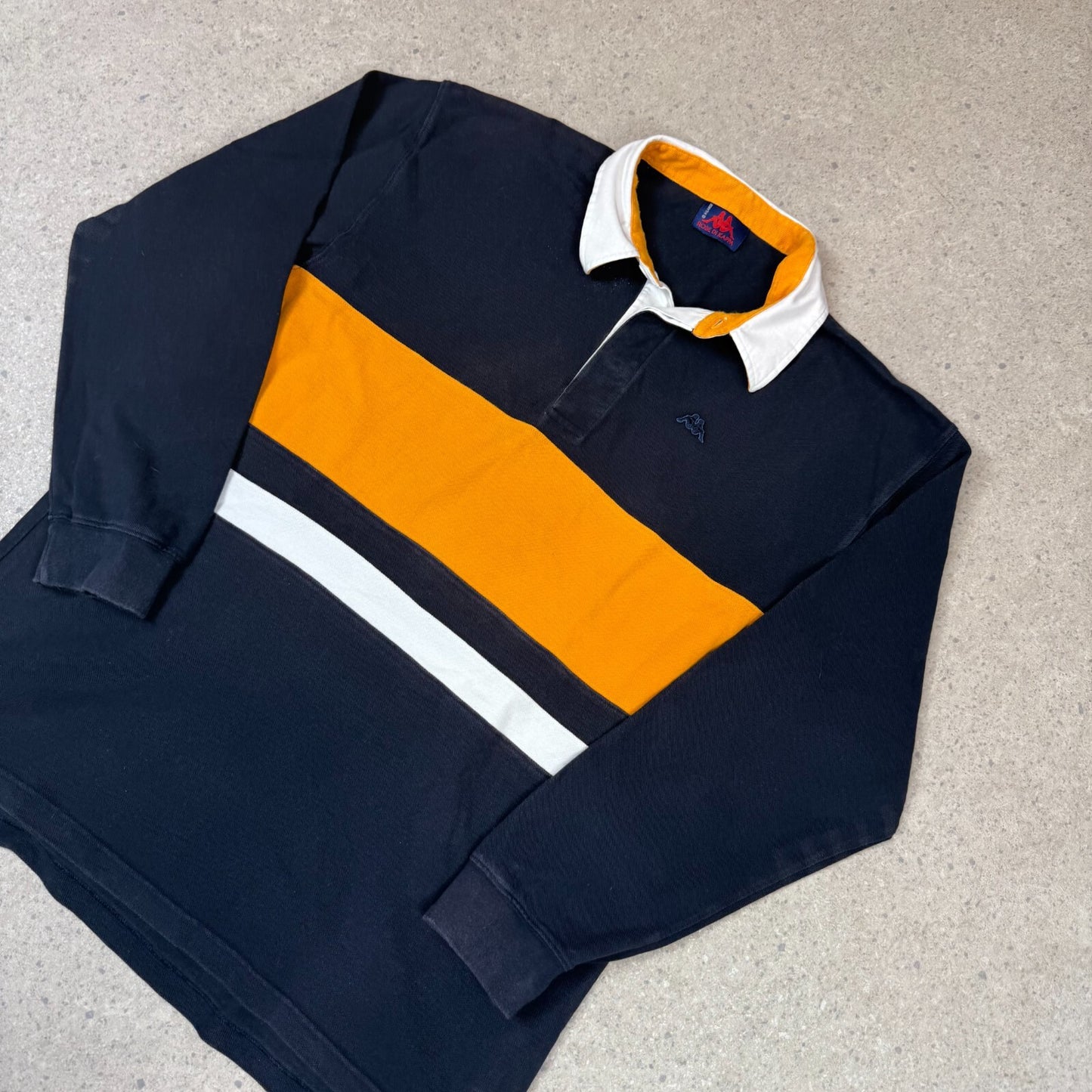 Kappa Rugby Shirt XL / XXL Navy Yellow Long Sleeve