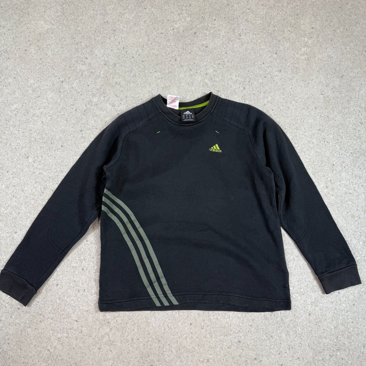 Adidas Sweatshirt XS / S Grey Logo Green Stripes Y2k Long Sleeve