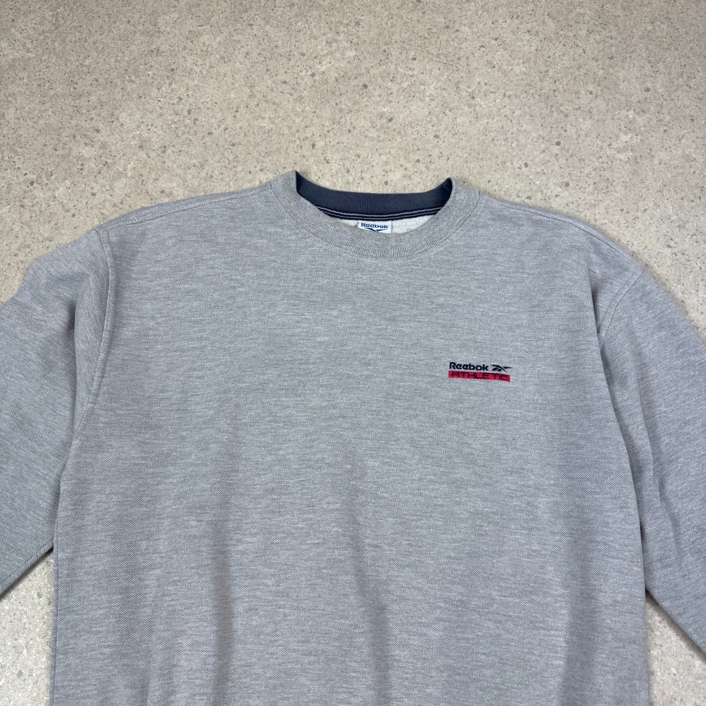 Reebok Athletic Sweatshirt L XL Grey Colourway Fully Embroidered Y2K Heavyweight