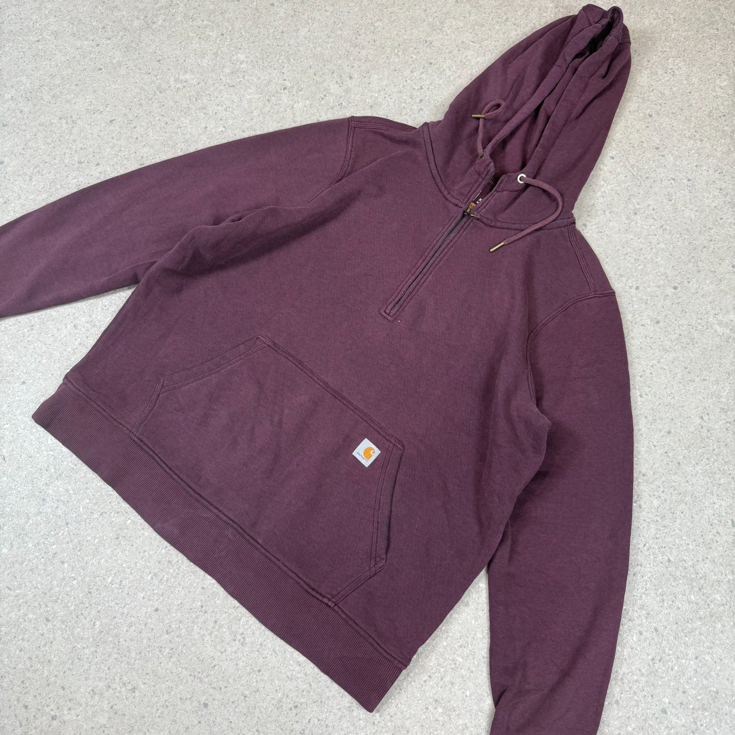 Carhartt 1/4 Zip Hoodie XL Women’s Burgundy Colourway Embroidered Logo Hooded