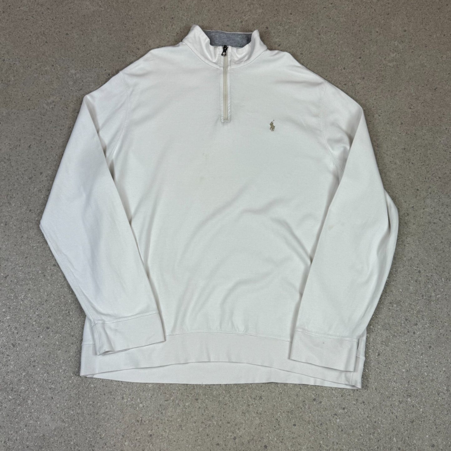 Ralph Lauren 1/4 Zip XXL White Colourway Embroidered Logo Long Sleeve