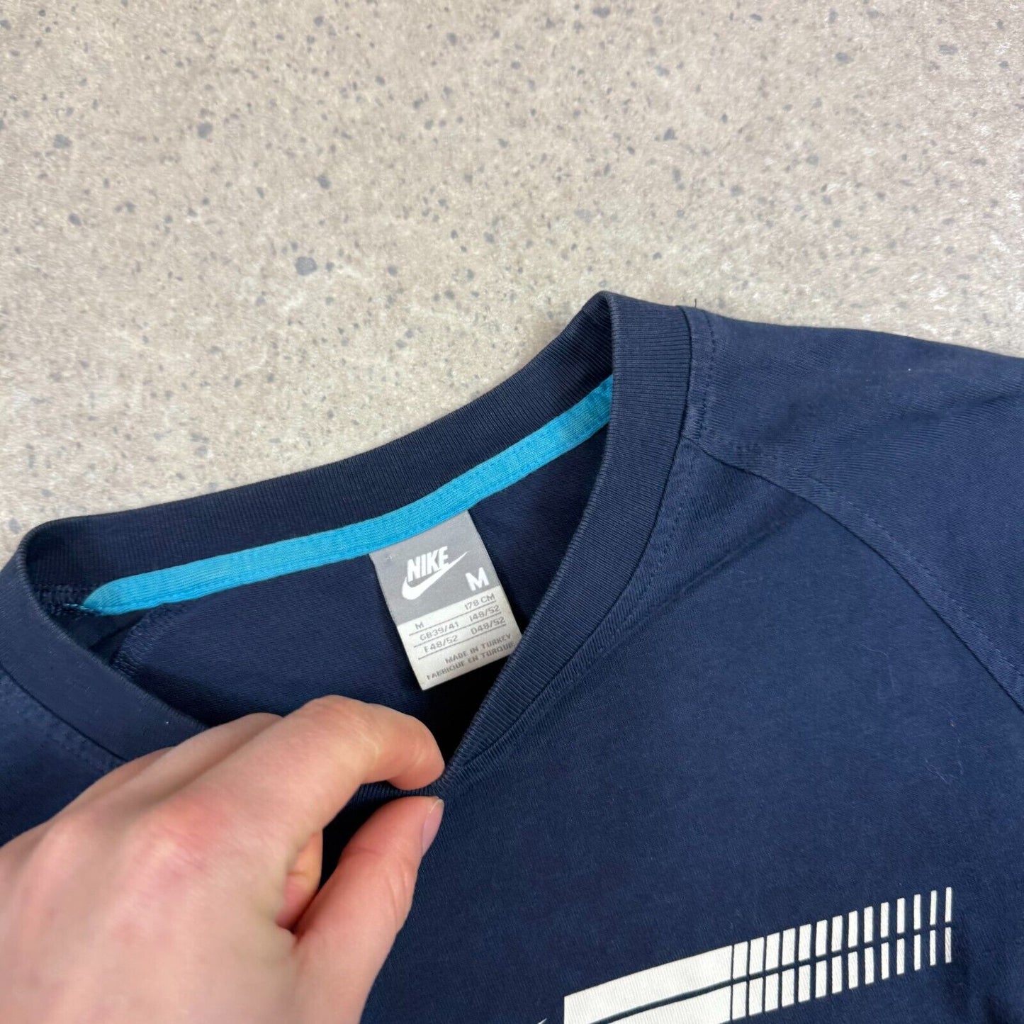 Nike Long Sleeve Medium Navy Colourway Centre Swoosh Logo Y2K Silver Tag