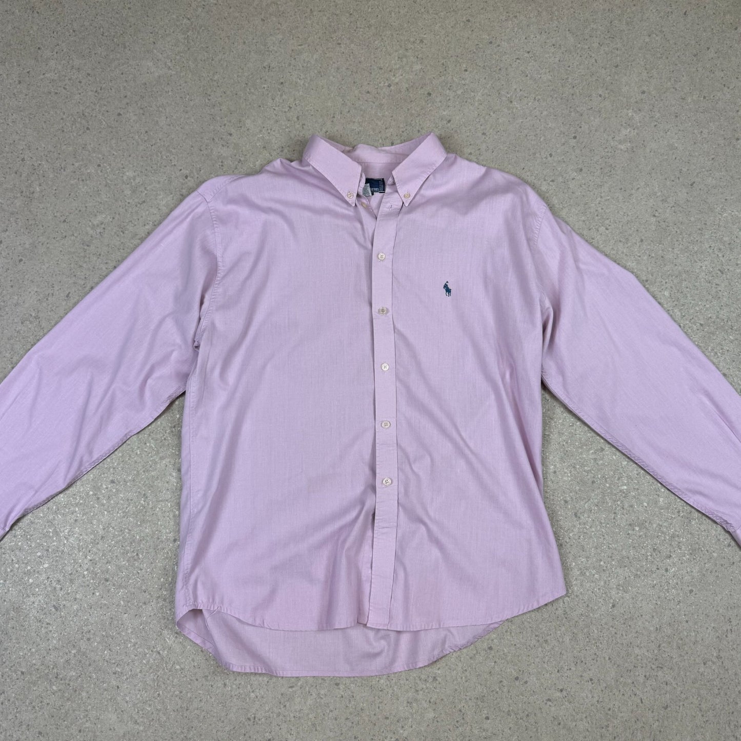 Ralph Lauren Shirt Large Pink Embroidered Logo Button Down Long Sleeve