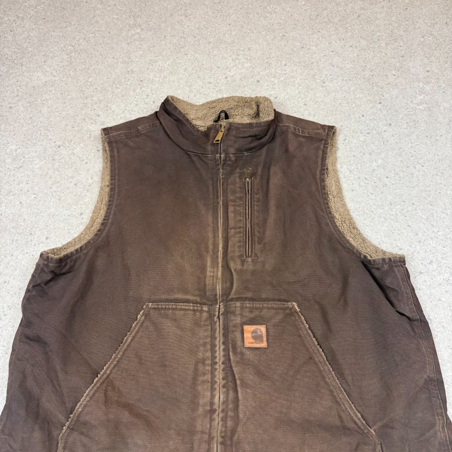 Carhartt Vest Large Brown Fleece Lined Vintage
