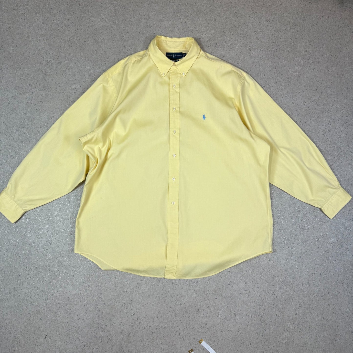 Ralph Lauren Shirt 2XL Yellow Embroidered Blue Logo Classic Fit 18” Neck