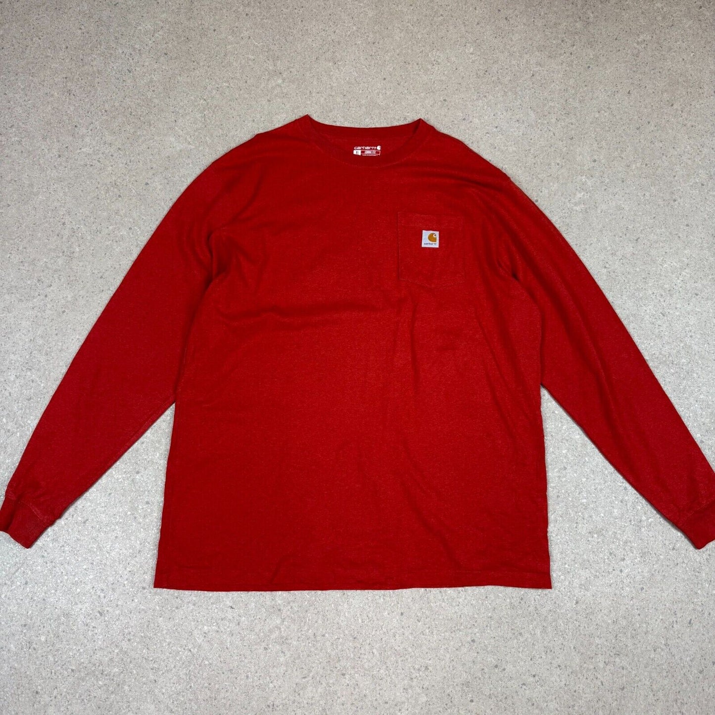 Carhartt Long Sleeve XL Tall Orange Pocket Logo Cotton Oversized Fit