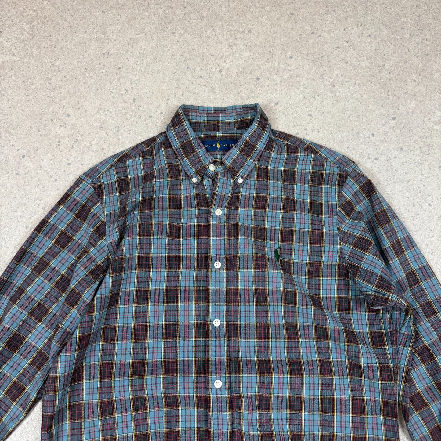 Ralph Lauren Check Shirt Medium Blue / Brown Colourway Embroidered Logo