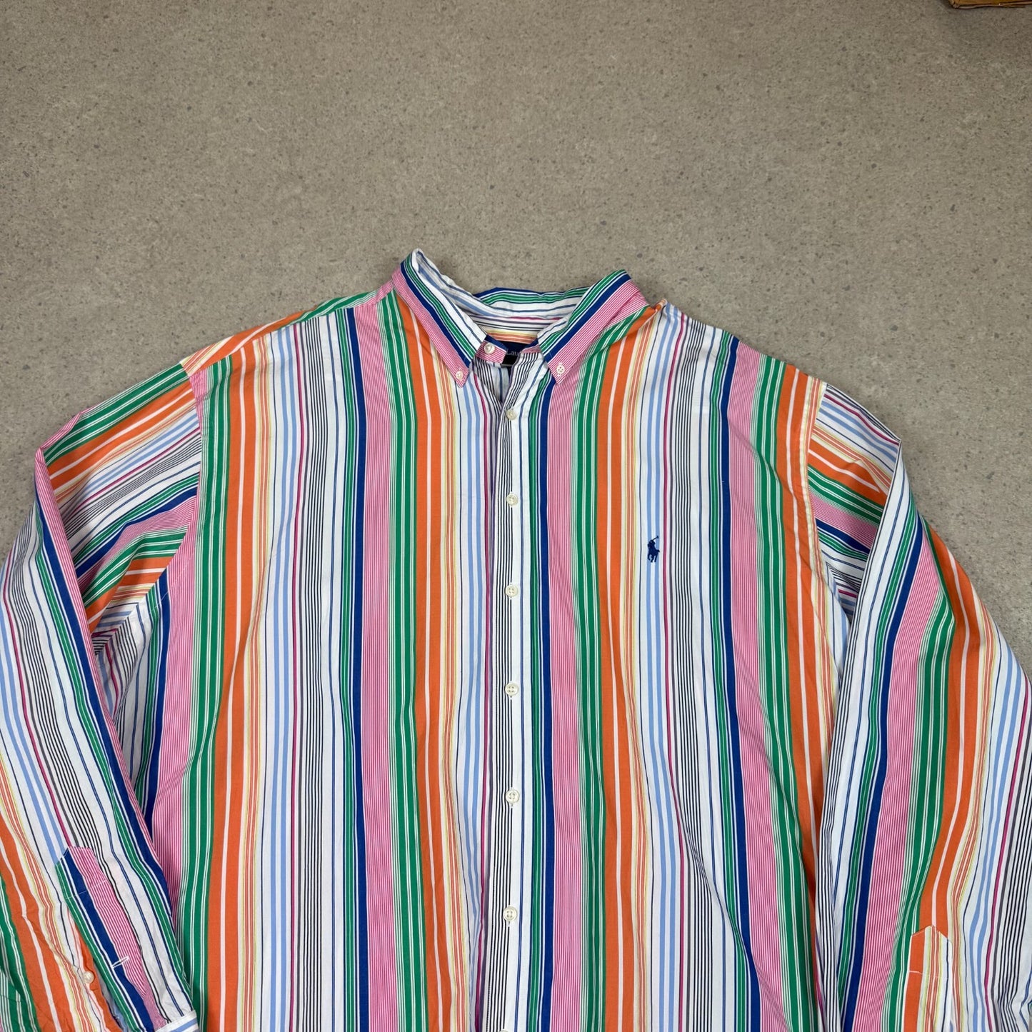 Ralph Lauren Striped Shirt 4XLT Summer Striped Embroidered Logo Button Down