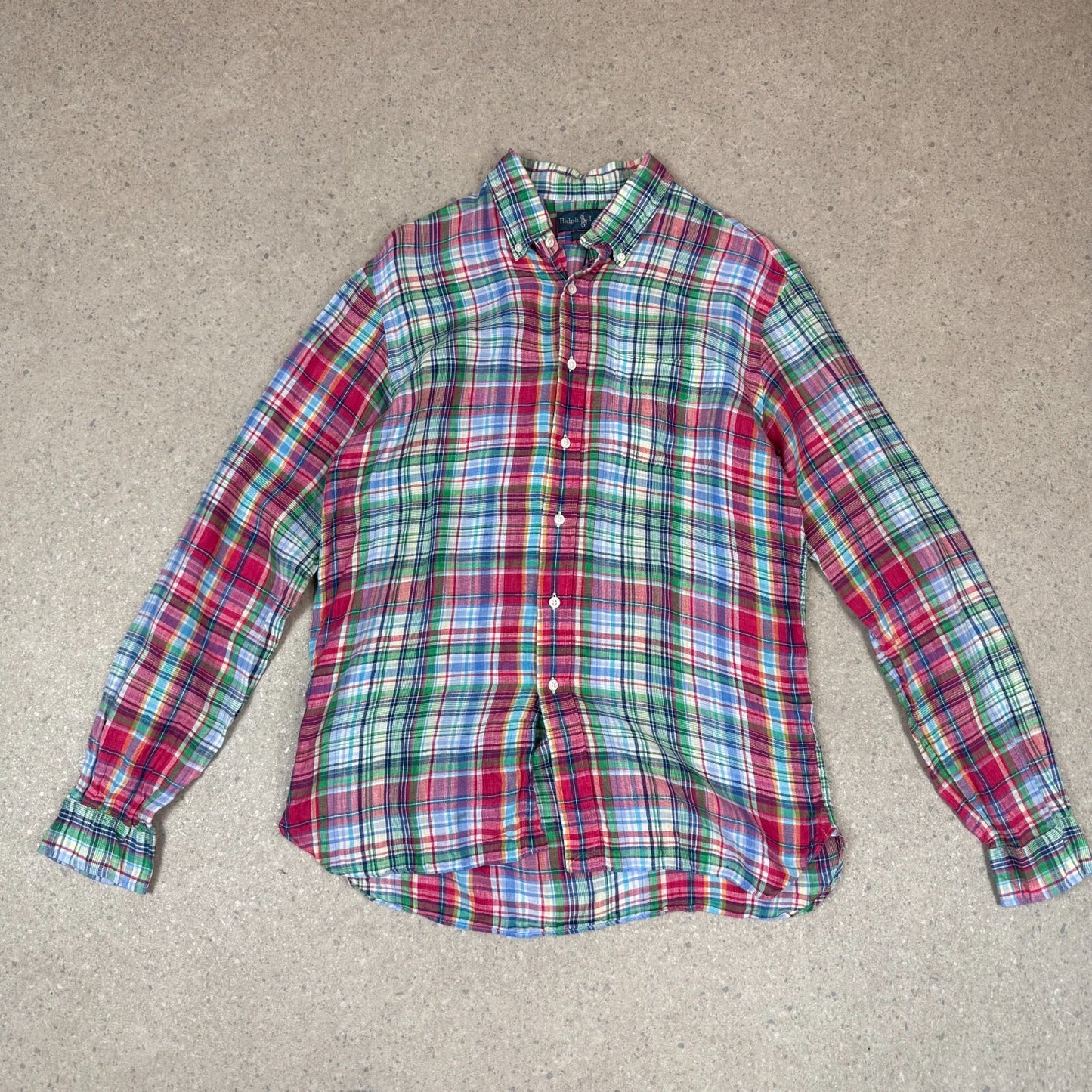 Ralph Lauren Shirt Large Flannel Blue Red Multicolor