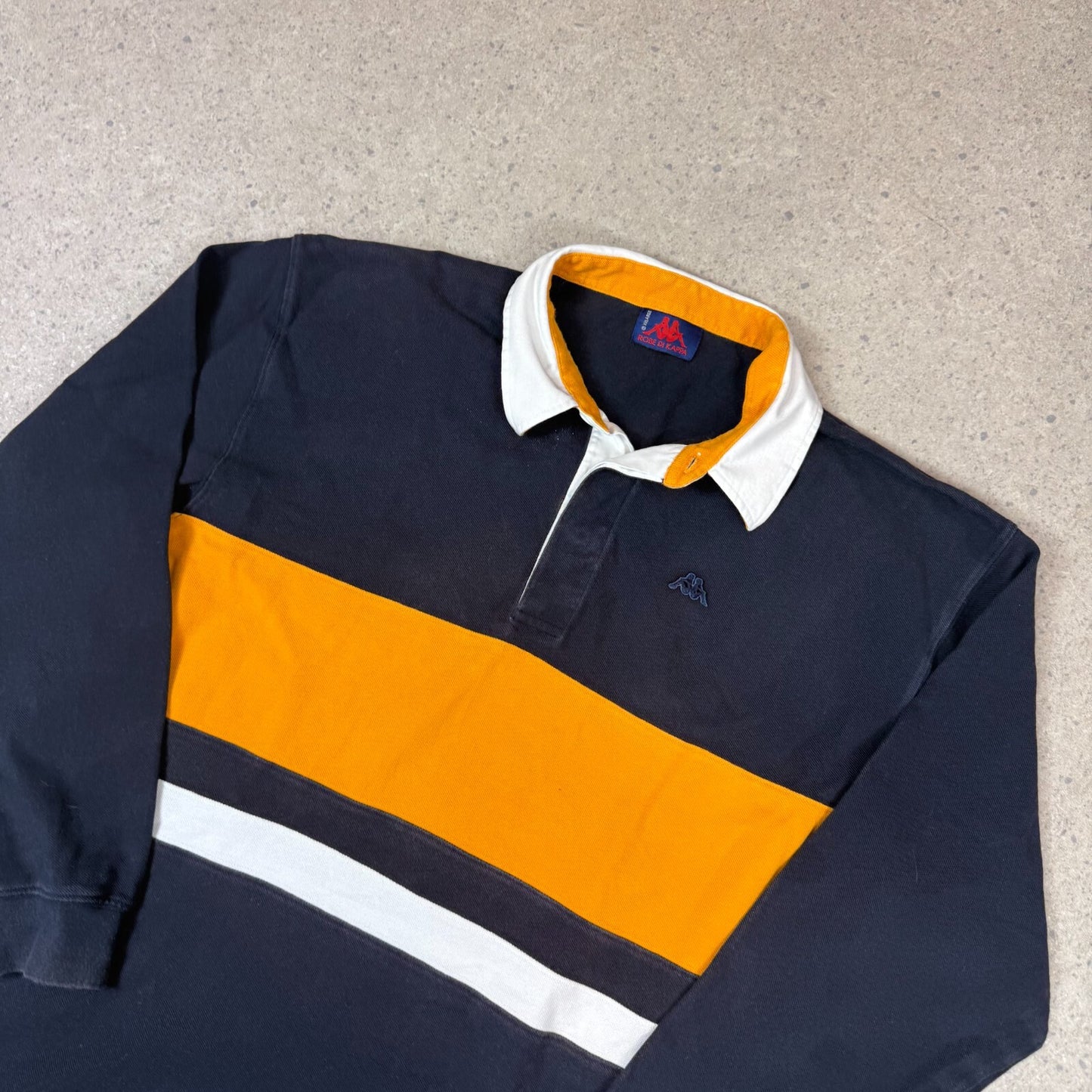 Kappa Rugby Shirt XL / XXL Navy Yellow Long Sleeve