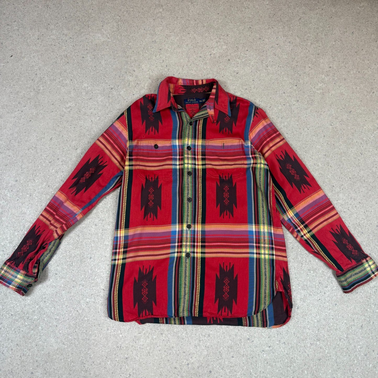 Ralph Lauren Aztec South Western Shirt Medium Button Up Shirt Long Sleeve Rare