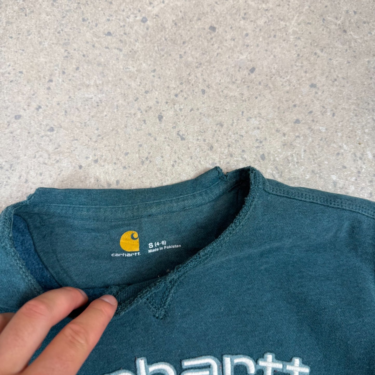 Carhartt Sweatshirt Small Full Embroidered Spellout Blue Colourway