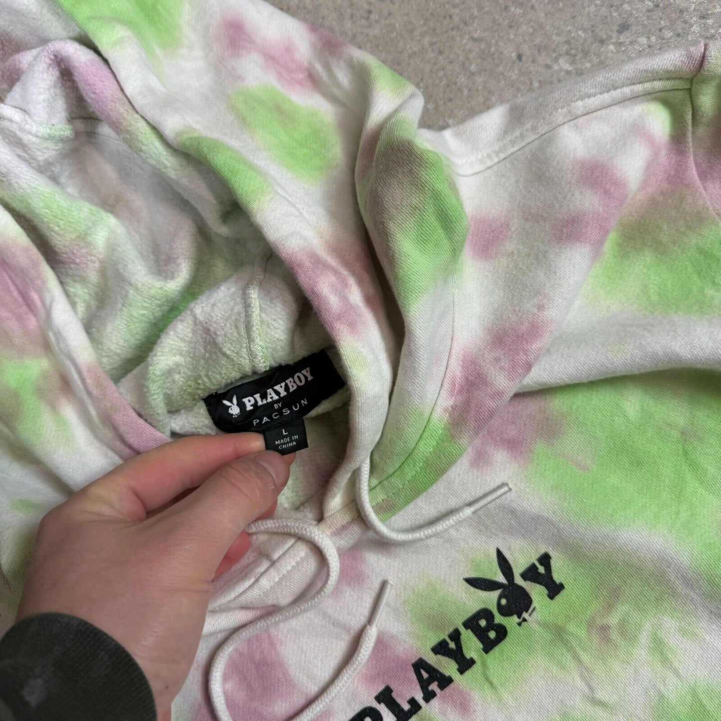 Playboy Tie Dye Hoodie Large Green Purple