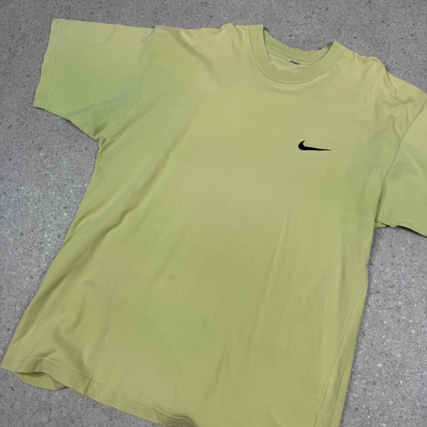 Vintage Nike T Shirt XL Neon Green Embroidered Logo Heavyweight 90s